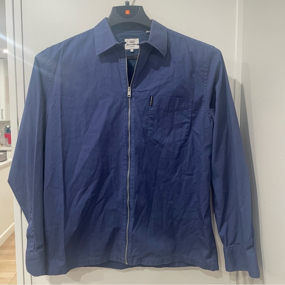 Ben Sherman Navy Blue Zip Front Shirt Jacket Men’s Size Shacket XL